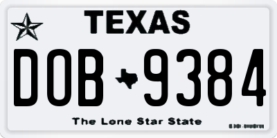 TX license plate DOB9384