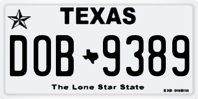 TX license plate DOB9389