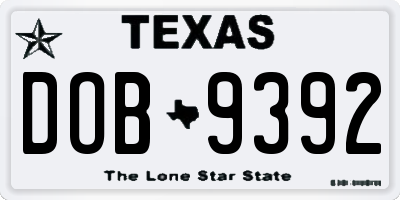 TX license plate DOB9392