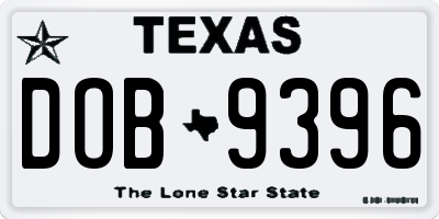 TX license plate DOB9396