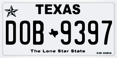 TX license plate DOB9397