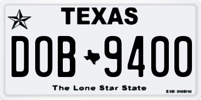 TX license plate DOB9400
