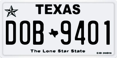 TX license plate DOB9401