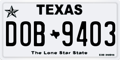 TX license plate DOB9403