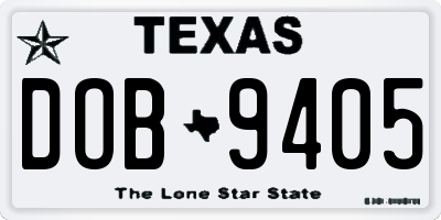 TX license plate DOB9405