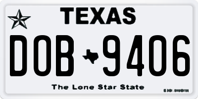 TX license plate DOB9406