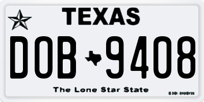 TX license plate DOB9408