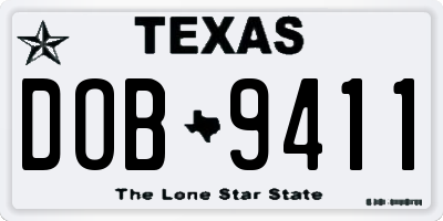TX license plate DOB9411