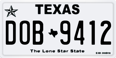 TX license plate DOB9412