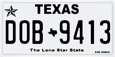 TX license plate DOB9413
