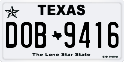 TX license plate DOB9416