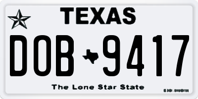TX license plate DOB9417