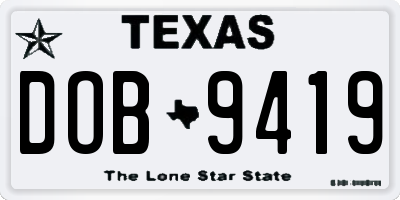 TX license plate DOB9419
