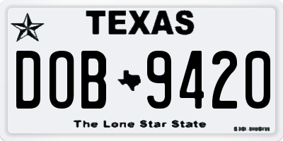 TX license plate DOB9420