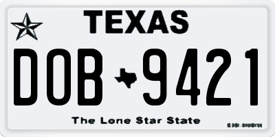 TX license plate DOB9421