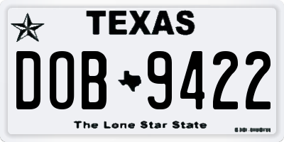TX license plate DOB9422