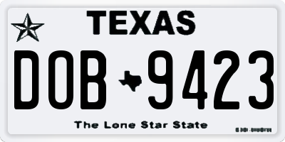 TX license plate DOB9423