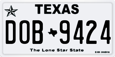 TX license plate DOB9424