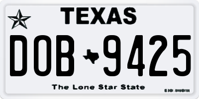 TX license plate DOB9425