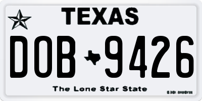 TX license plate DOB9426