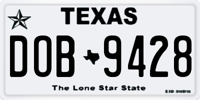 TX license plate DOB9428