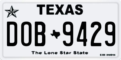 TX license plate DOB9429