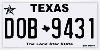 TX license plate DOB9431