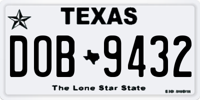 TX license plate DOB9432