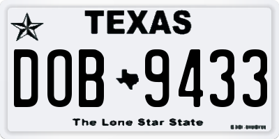 TX license plate DOB9433