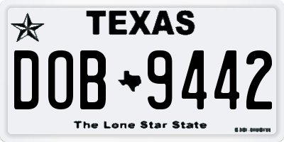 TX license plate DOB9442