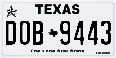 TX license plate DOB9443