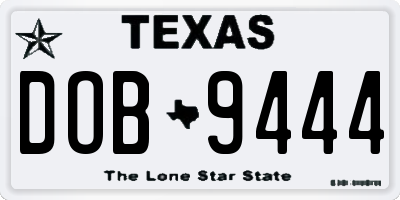 TX license plate DOB9444