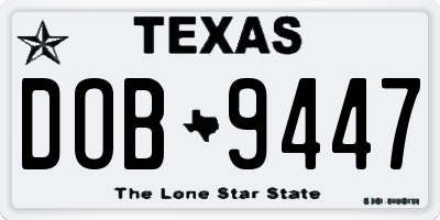 TX license plate DOB9447