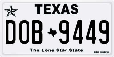 TX license plate DOB9449