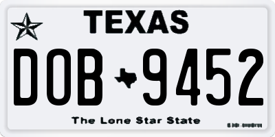 TX license plate DOB9452
