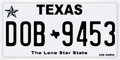 TX license plate DOB9453