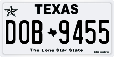 TX license plate DOB9455