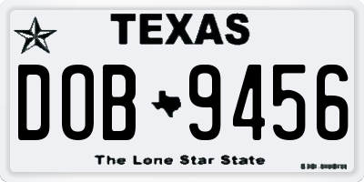 TX license plate DOB9456