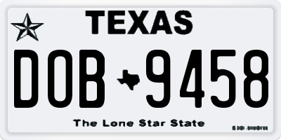 TX license plate DOB9458