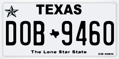 TX license plate DOB9460