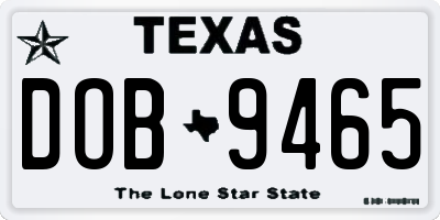 TX license plate DOB9465