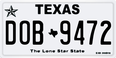 TX license plate DOB9472
