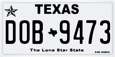 TX license plate DOB9473