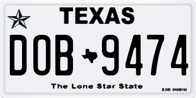 TX license plate DOB9474