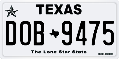 TX license plate DOB9475