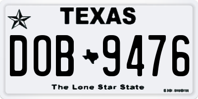 TX license plate DOB9476