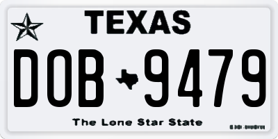 TX license plate DOB9479