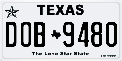TX license plate DOB9480