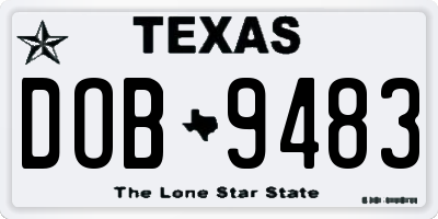 TX license plate DOB9483