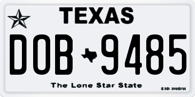 TX license plate DOB9485